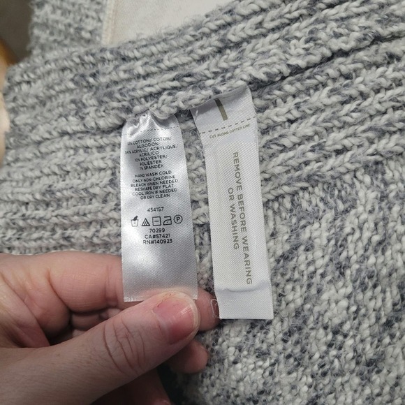 Lou & Grey Poncho Dolman Batwing Marled Sweater - Layering Cream & Grey Sz. XS/S - Picture 8 of 9